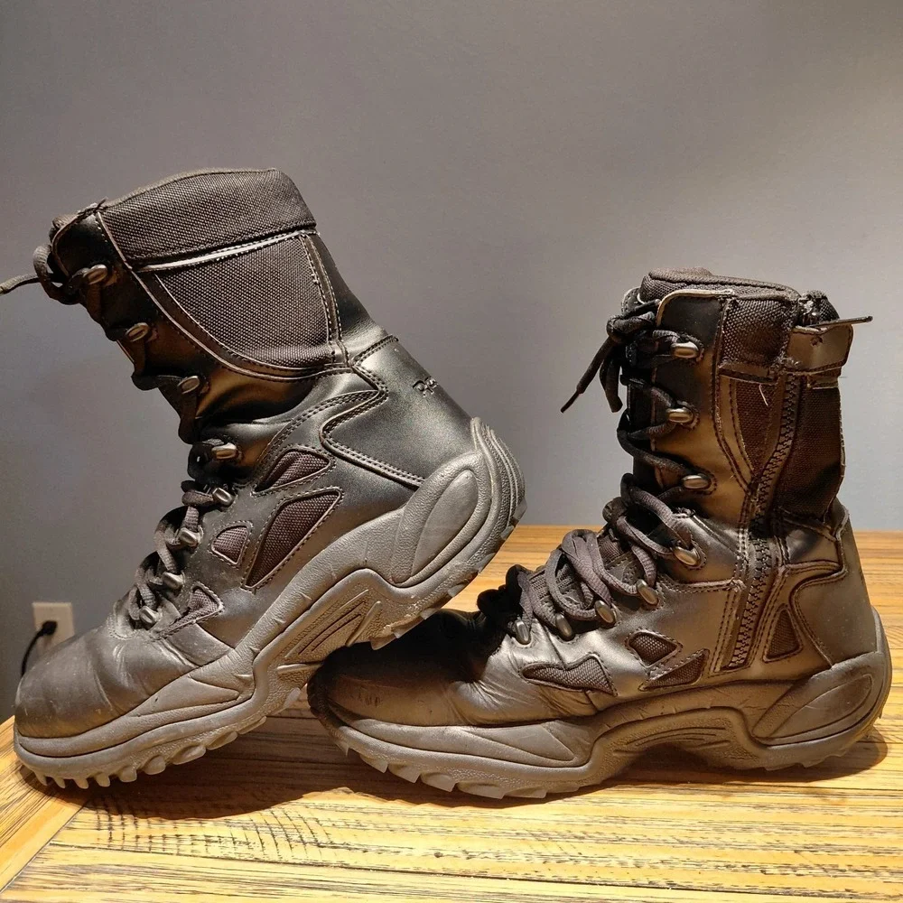 Reebok Rapid Response Boots Size 11 Black Side Zip Composite Toe Tactical RB8874